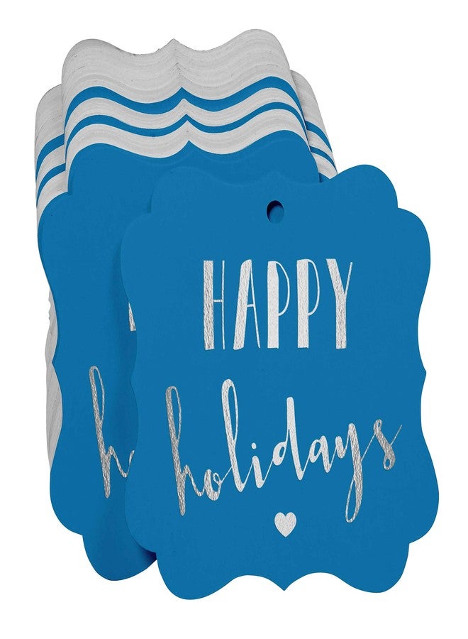 Inkdotpot Hang Tags Happy Holiday Favor Bracket Shape Gift Tags Silver Foil Bonbonniere Tag Pack of 50 - Image 3